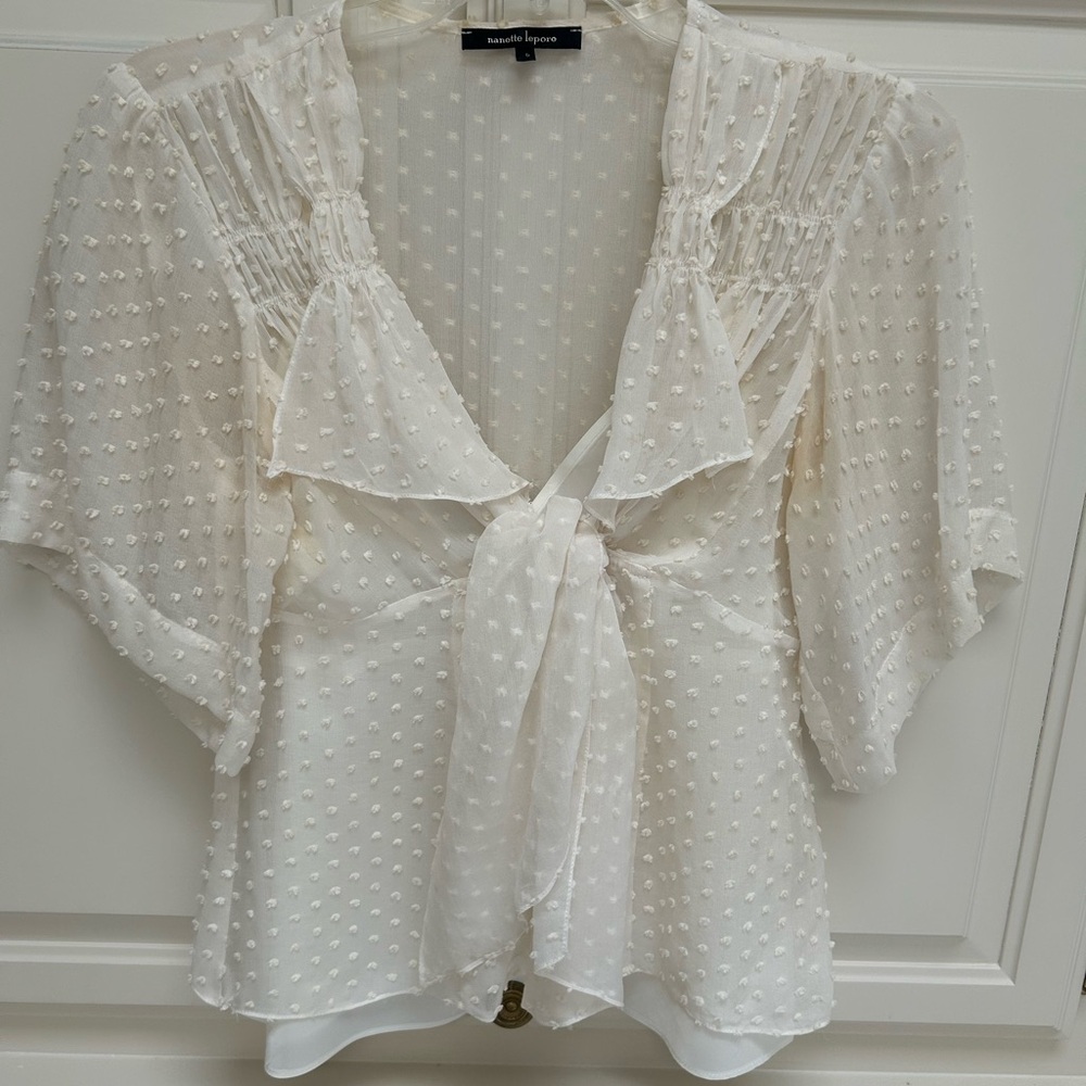 Nanette Lepore Cream Textured Blouse